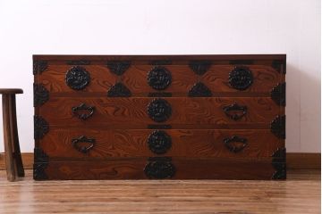 中古　伝統民芸家具　岩谷堂箪笥　NO.892　四尺リビング　タンスローボード(引き出し)(定価約33万円)