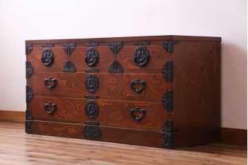 中古　伝統民芸家具　岩谷堂箪笥　NO.892　四尺リビング　タンスローボード(引き出し)(定価約33万円)