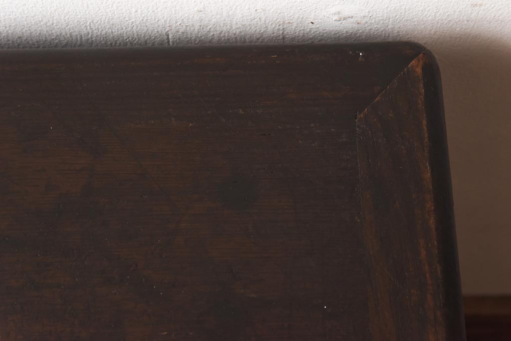 アンティーク雑貨　昭和レトロ　栓材・鉛板張り　奥行スリムな蓋付き木箱(収納箱)