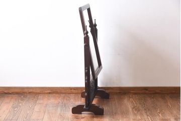 アンティーク雑貨　和製アンティーク　上手物!　総ケヤキ材　透かし彫りが見事な鏡(ミラー)