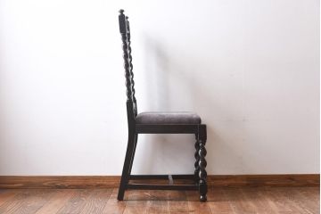 アンティーク家具　イギリスアンティーク　気品漂うバーリーシュガーツイストチェア(ダイニングチェア、椅子)(2)