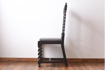 アンティーク家具　イギリスアンティーク　気品漂うバーリーシュガーツイストチェア(ダイニングチェア、椅子)(2)
