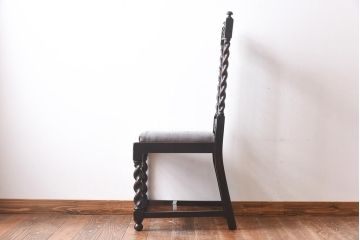 アンティーク家具　イギリスアンティーク　気品漂うバーリーシュガーツイストチェア(ダイニングチェア、椅子)(2)