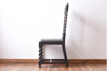 アンティーク家具　イギリスアンティーク　気品漂うバーリーシュガーツイストチェア(ダイニングチェア、椅子)(3)