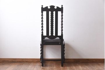 アンティーク家具　イギリスアンティーク　気品漂うバーリーシュガーツイストチェア(ダイニングチェア、椅子)(3)