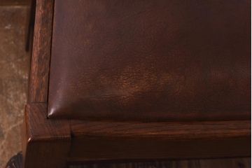 【H様ご成約済】イギリスアンティーク　オーク材　本革　彫刻の意匠がおしゃれなチェア(ダイニングチェア、椅子)(2)