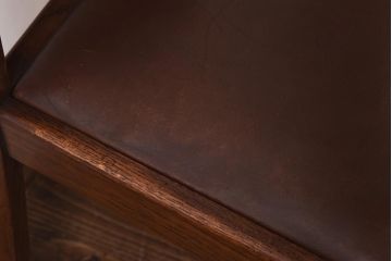 【H様ご成約済】イギリスアンティーク　オーク材　本革　彫刻の意匠がおしゃれなチェア(ダイニングチェア、椅子)(3)
