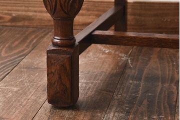 アンティーク家具 イギリスアンティーク オーク材 本革 彫刻の意匠がおしゃれなチェア(ダイニングチェア、椅子)