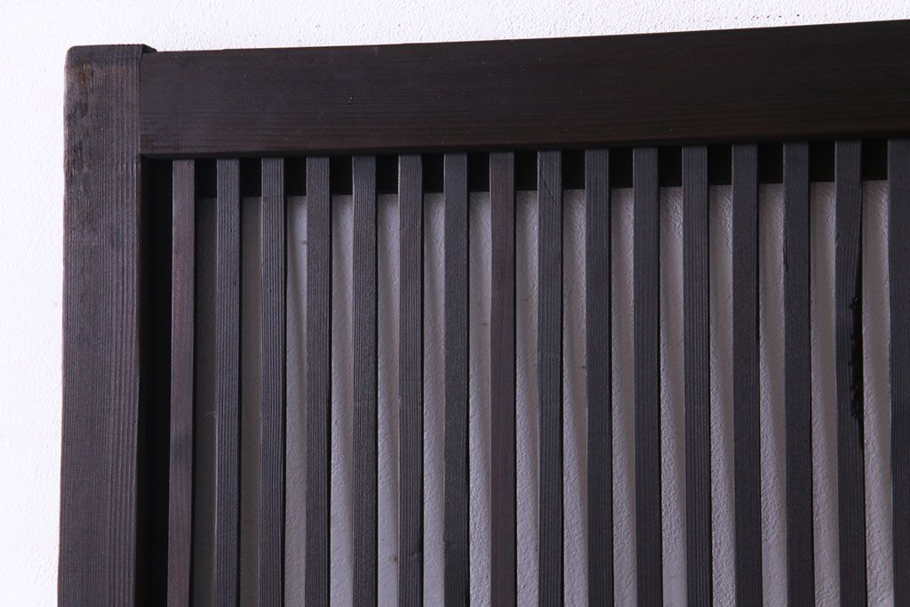 昭和レトロ　倹飩式裏ガラス　万華鏡のような花柄の帯ガラスが愛らしいガラス入り格子戸(ガラス帯戸、引き戸、建具)