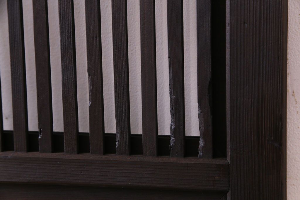 昭和レトロ　倹飩式裏ガラス　万華鏡のような花柄の帯ガラスが愛らしいガラス入り格子戸(ガラス帯戸、引き戸、建具)