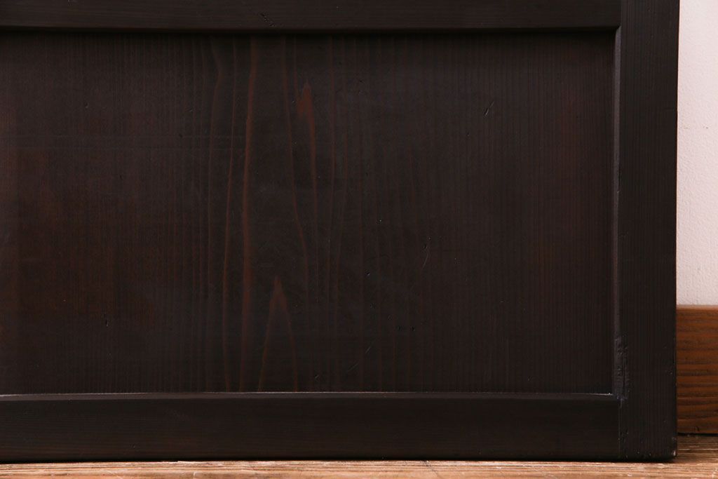 昭和レトロ　倹飩式裏ガラス　万華鏡のような花柄の帯ガラスが愛らしいガラス入り格子戸(ガラス帯戸、引き戸、建具)