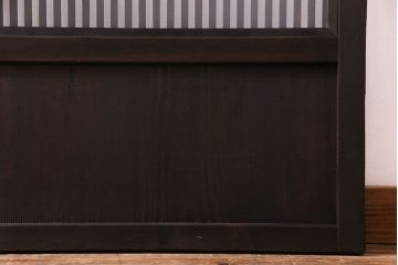 昭和レトロ　倹飩式裏ガラス　万華鏡のような花柄の帯ガラスが愛らしいガラス入り格子戸(ガラス帯戸、引き戸、建具)