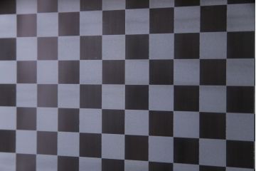 和製アンティーク　倹飩式裏ガラス　市松模様のガラスが目を引くモダンな格子戸(ガラス帯戸、引き戸、ガラス戸)4枚セット