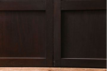 和製アンティーク　倹飩式裏ガラス　市松模様のガラスが目を引くモダンな格子戸(ガラス帯戸、引き戸、ガラス戸)4枚セット