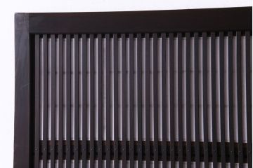 昭和初期　麻の葉ガラス　裏障子付き　和の雰囲気を引き立てる格子戸(ガラス帯戸、引き戸、建具)2枚セット