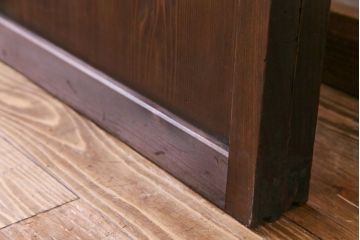 昭和初期　麻の葉ガラス　裏障子付き　和の雰囲気を引き立てる格子戸(ガラス帯戸、引き戸、建具)2枚セット