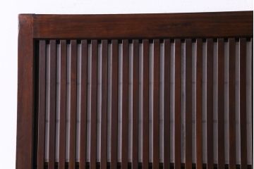 和製アンティーク　裏障子付き　変わり花菱ガラス　ケヤキの杢目が味わい深い格子戸(引き戸、建具)2枚セット