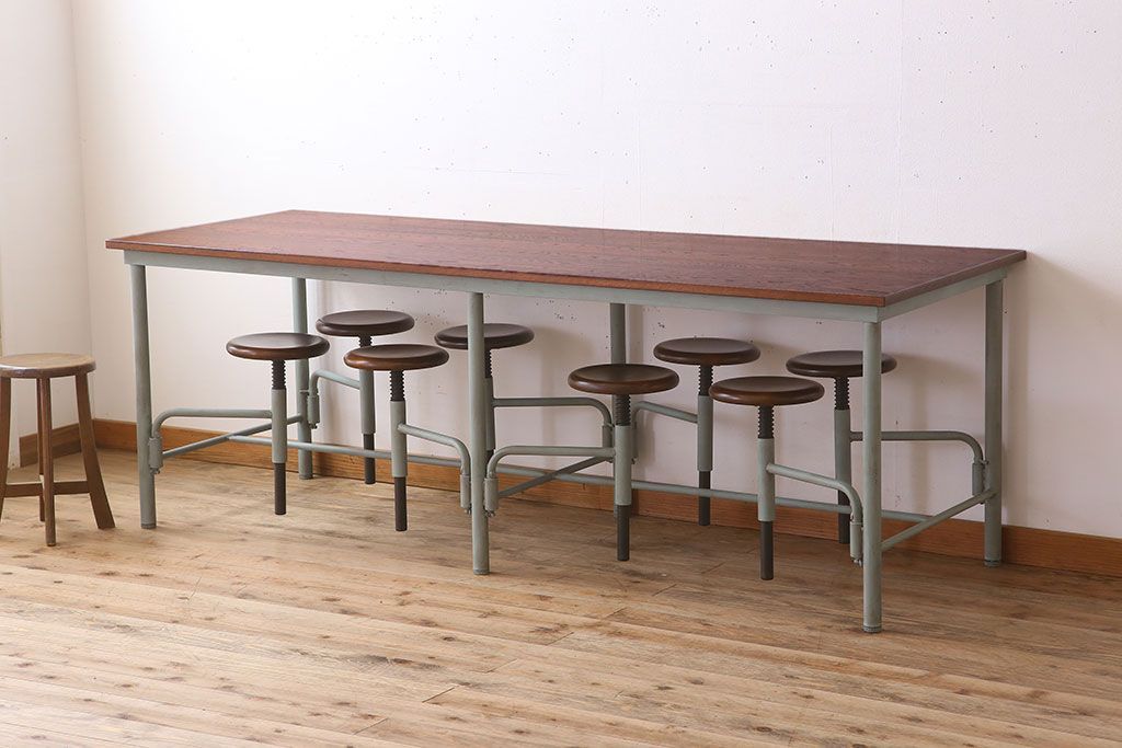 【B様ご決済用】ラフジュ工房オリジナル 8脚格納スツール付きテーブル