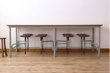 【B様ご決済用】ラフジュ工房オリジナル 8脚格納スツール付きテーブル