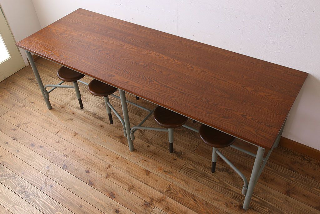 【B様ご決済用】ラフジュ工房オリジナル 8脚格納スツール付きテーブル