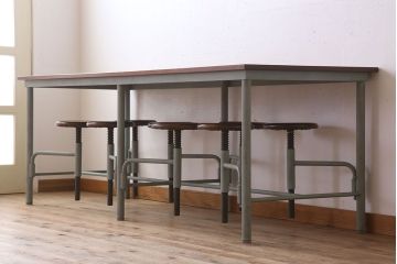 【B様ご決済用】ラフジュ工房オリジナル 8脚格納スツール付きテーブル