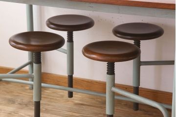 【B様ご決済用】ラフジュ工房オリジナル 8脚格納スツール付きテーブル