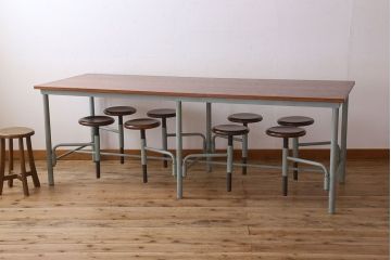 【B様ご決済用】ラフジュ工房オリジナル 8脚格納スツール付きテーブル