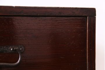 アンティーク家具　和製アンティーク　漆塗り　結霜ガラス　趣きと風情感じる和モダンなガラス戸棚(収納棚、食器棚、キャビネット)