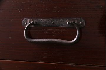 アンティーク家具　和製アンティーク　漆塗り　結霜ガラス　趣きと風情感じる和モダンなガラス戸棚(収納棚、食器棚、キャビネット)
