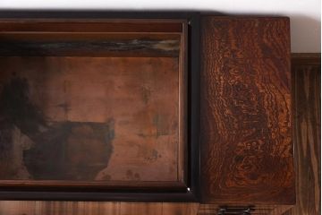 アンティーク雑貨　和製アンティーク　ケヤキ玉杢材　猫板付き　格調ある佇まいが魅力的な長火鉢