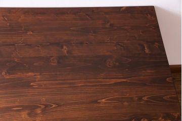 ラフジュ工房オリジナル　ヒノキ材　棚付きで使いやすい淡いペイントカラーの鉄脚テーブル(カフェテーブル、ダイニングテーブル、作業台)