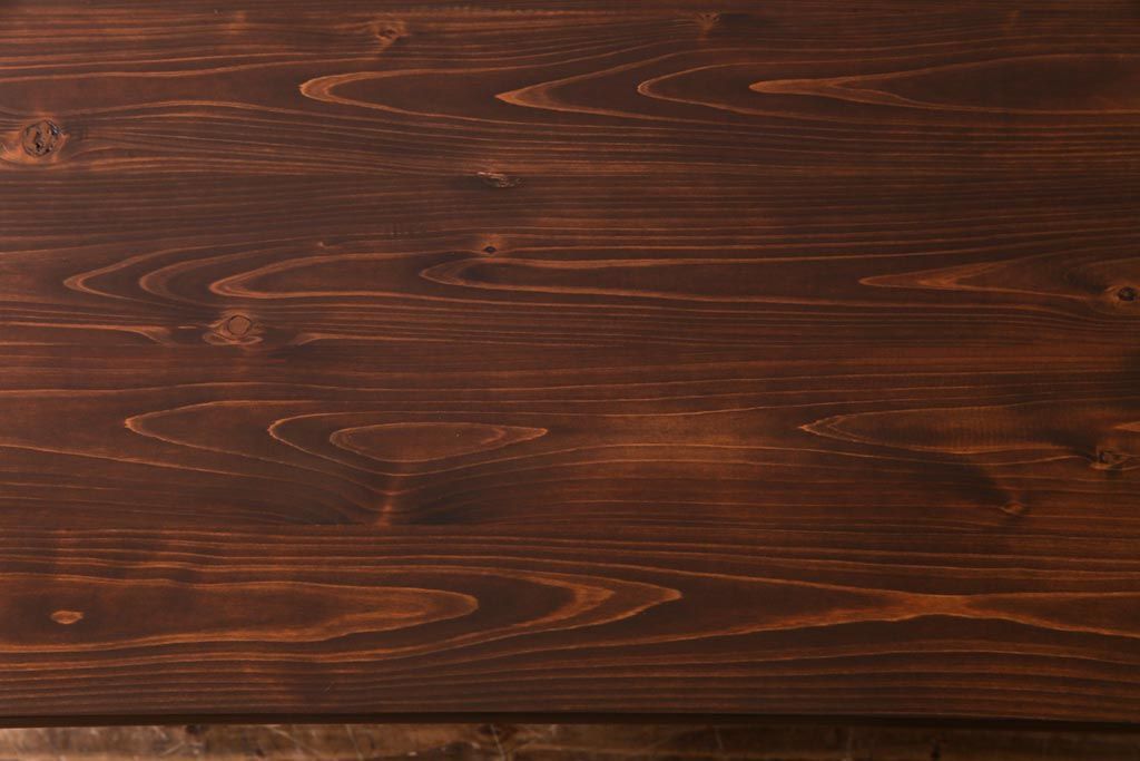 ラフジュ工房オリジナル　ヒノキ材　棚付きで使いやすいペイントの鉄脚テーブル(カフェテーブル、ダイニングテーブル、作業台)