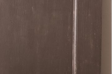 ペイント建具　色ガラス入り　丸窓がアクセントになったお洒落な木製ドア(扉、建具)