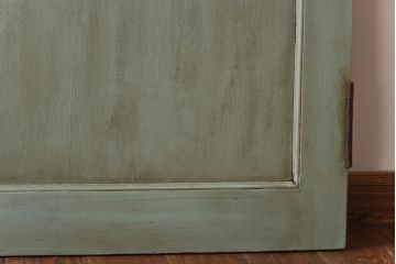 ペイント建具　色ガラス入り　丸窓がアクセントになったお洒落な木製ドア(扉、建具)(1)