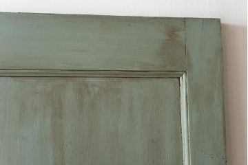 ペイント建具　色ガラス入り　丸窓がアクセントになったお洒落な木製ドア(扉、建具)(1)