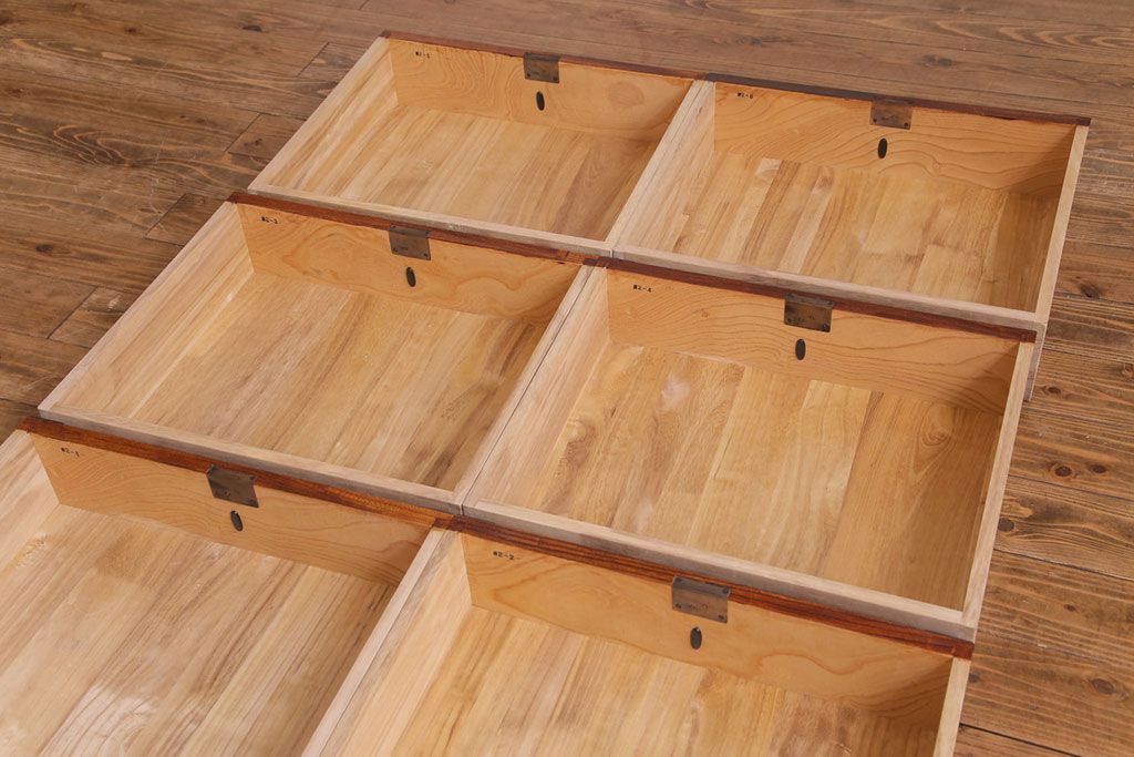 中古　伝統民芸家具　岩谷堂箪笥　観音開き戸付き　上開立長チェスト(立長箪笥、和タンス)