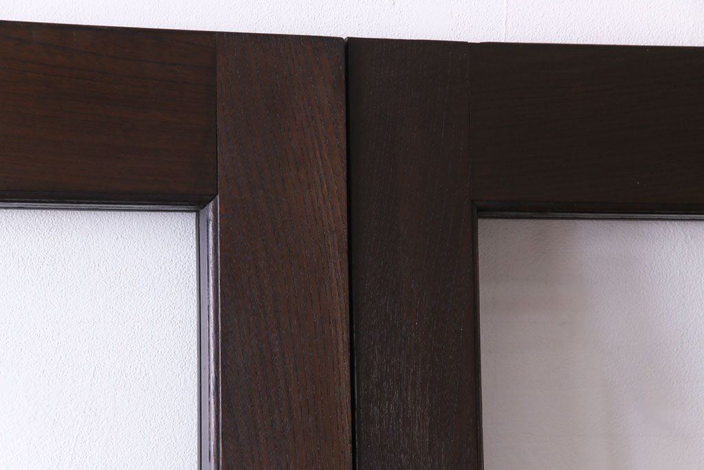 和製アンティーク　両開き　特大!　大正ロマンの雰囲気漂う総ケヤキ材のドア(木製扉、建具)2枚1対