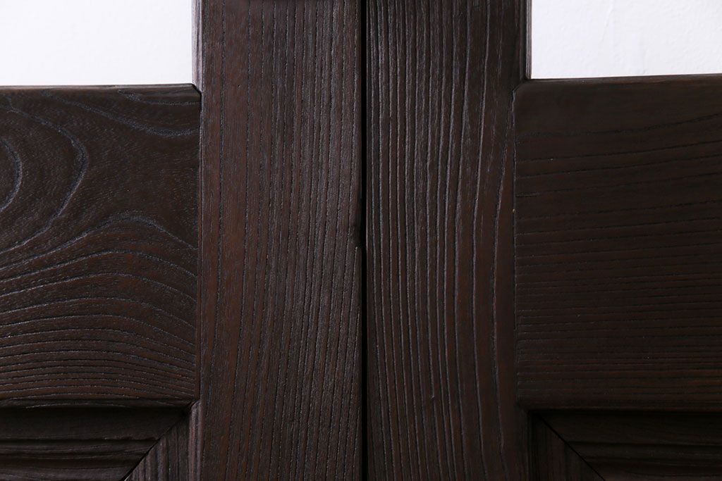 和製アンティーク　両開き　特大!　大正ロマンの雰囲気漂う総ケヤキ材のドア(木製扉、建具)2枚1対