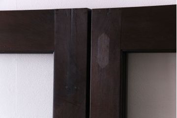 和製アンティーク　両開き　特大!　大正ロマンの雰囲気漂う総ケヤキ材のドア(木製扉、建具)2枚1対