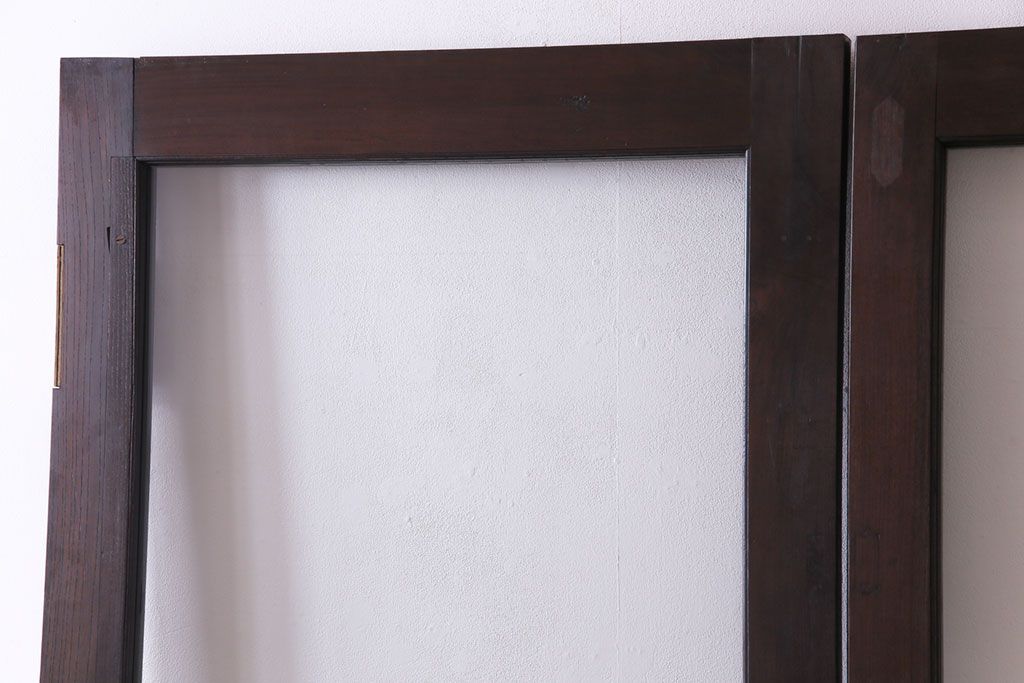 和製アンティーク　両開き　特大!　大正ロマンの雰囲気漂う総ケヤキ材のドア(木製扉、建具)2枚1対