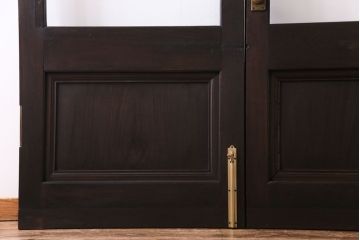 和製アンティーク　両開き　特大!　大正ロマンの雰囲気漂う総ケヤキ材のドア(木製扉、建具)2枚1対