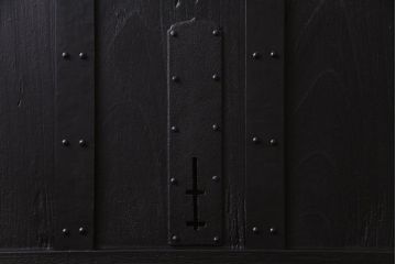 ペイント建具　総ケヤキ材　モダンな雰囲気漂うアンティーク蔵戸(引き戸、建具、玄関戸)