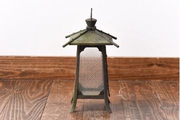 アンティーク雑貨　和製アンティーク　ラフジュオリジナルガラス入りリメイク　和モダンな吊り灯籠(照明、ディスプレイ)(2)