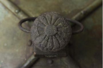 アンティーク雑貨　和製アンティーク　ラフジュオリジナルガラス入りリメイク　和モダンな吊り灯籠(照明、ディスプレイ)(2)