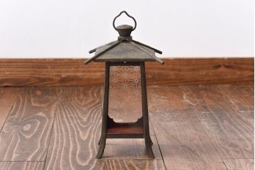 アンティーク雑貨　リメイク　ラフジュオリジナルガラス入り　銅製灯籠(照明、ディスプレイ)
