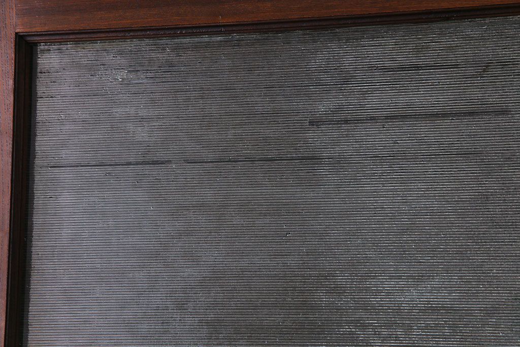 大正ロマン　激レア!　当時物色ガラス入り　両開き　アーチ型がおしゃれな総ケヤキ材のドア(木製扉、建具)2枚1対