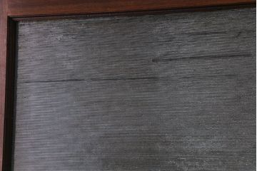 大正ロマン　激レア!　当時物色ガラス入り　両開き　アーチ型がおしゃれな総ケヤキ材のドア(木製扉、建具)2枚1対