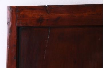 和製アンティーク　ヒノキ材　赤みがかった色合いが目を引く漆塗りの蔵戸(引き戸、建具、玄関戸)