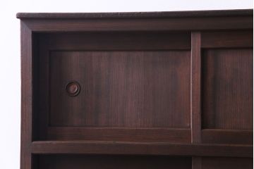 アンティーク家具　昭和期　網代編みの引き戸が美しい渋い味わいの置き水屋(茶水屋、茶棚)