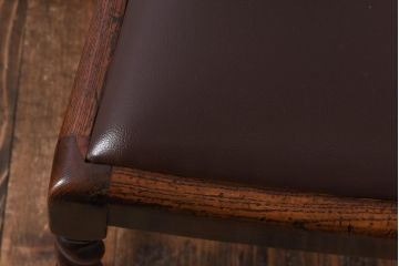アンティーク家具　イギリスアンティーク　オーク材　ツイストレッグが目を引くシックなダイニングチェア(ワークチェア、椅子)